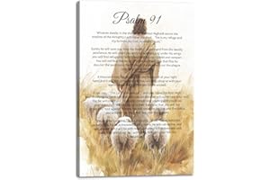 Christian Canvas Wall Art Psalm 91 Wall Decor Jesus Pictures Bible Verses Prints Scripture Religious Paintings Poster for Liv