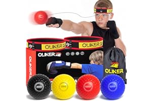 OLIKER Boxing Reflex Ball for Kids, 4 Levels Boxing Ball with 2 Headbands, 1 Pair Gloves and 1 Goggles, Perfect for Reaction, Punching Speed and Hand Eye Coordination Training
