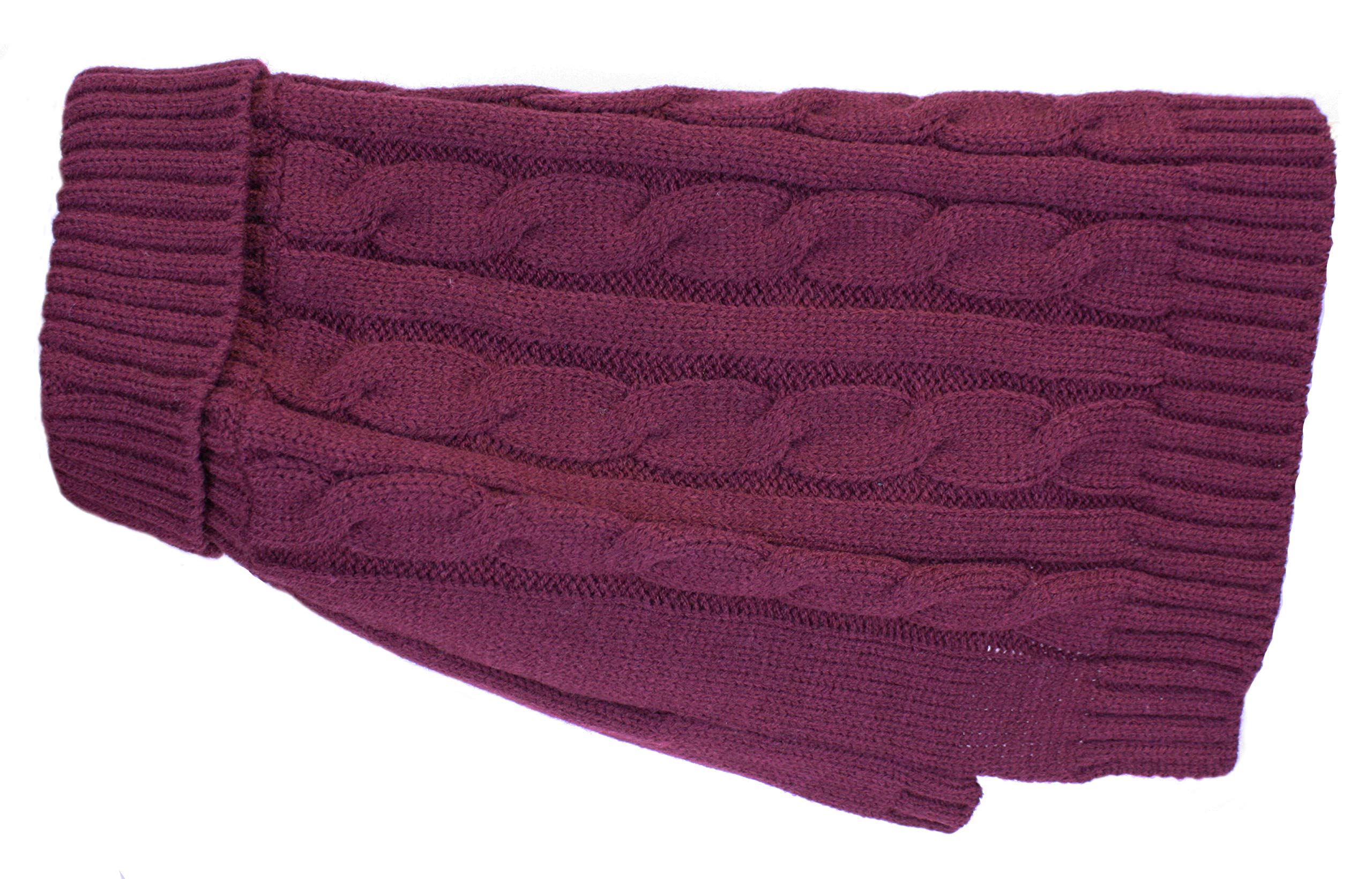 Buster & Beau Luxury Charlton Cable Knit Dog Jumper in Deep Berry Soft Warm Comfortable Fit Outdoor Indoor Easy to Wear Pet Sweater for All Breeds