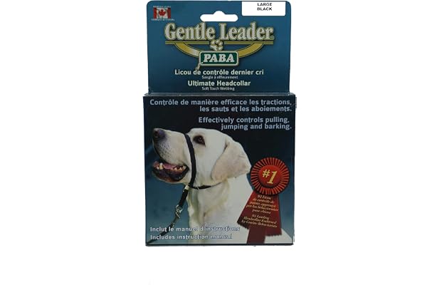 PABA Gentle Leader Ultimate Head Collar with Soft Touch Webbing Black 28-59kg (Large)