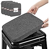 BUYUE Friendly Woven Fabric Magnetic Bar Stool Cushions Set of 4, Enhanced Anti-Slip Breathable Small Chair Seat Pads for Café Bistro Stackable Metal Stools (Square, Dark Gray, 4 Counts)