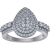 Jewels By Lux Sterling Silver Womens Cubic-Zirconia Tear Drop Fashion Bridal Anniversary Wedding Engagement Band Ring
