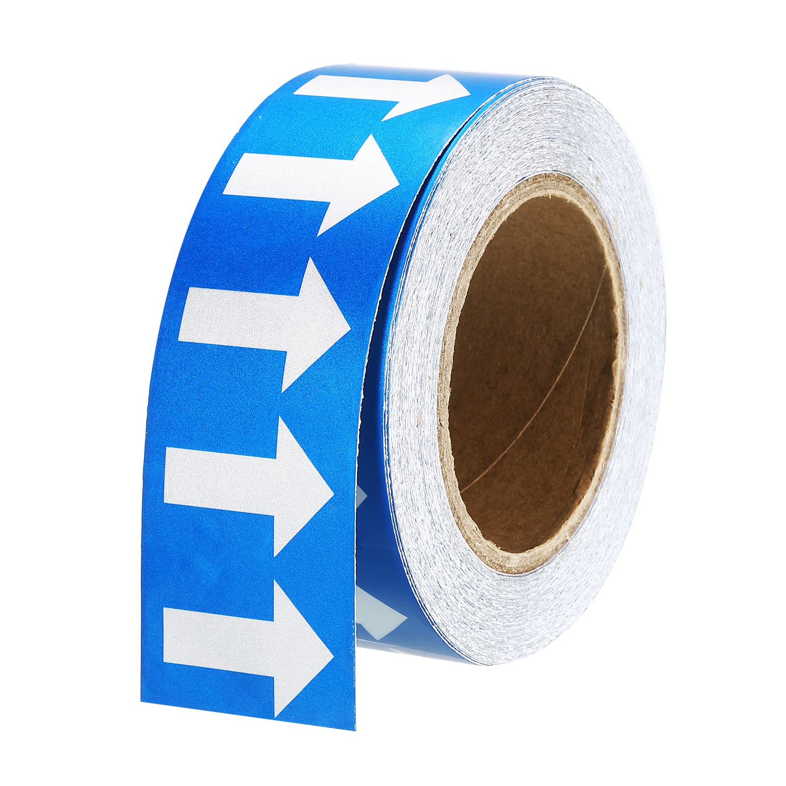 PATIKIL White on Blue Color Arrow Tape Vinyl Stickers Arrow Labels 50mm/1" for Pipe Markers, 1 Roll