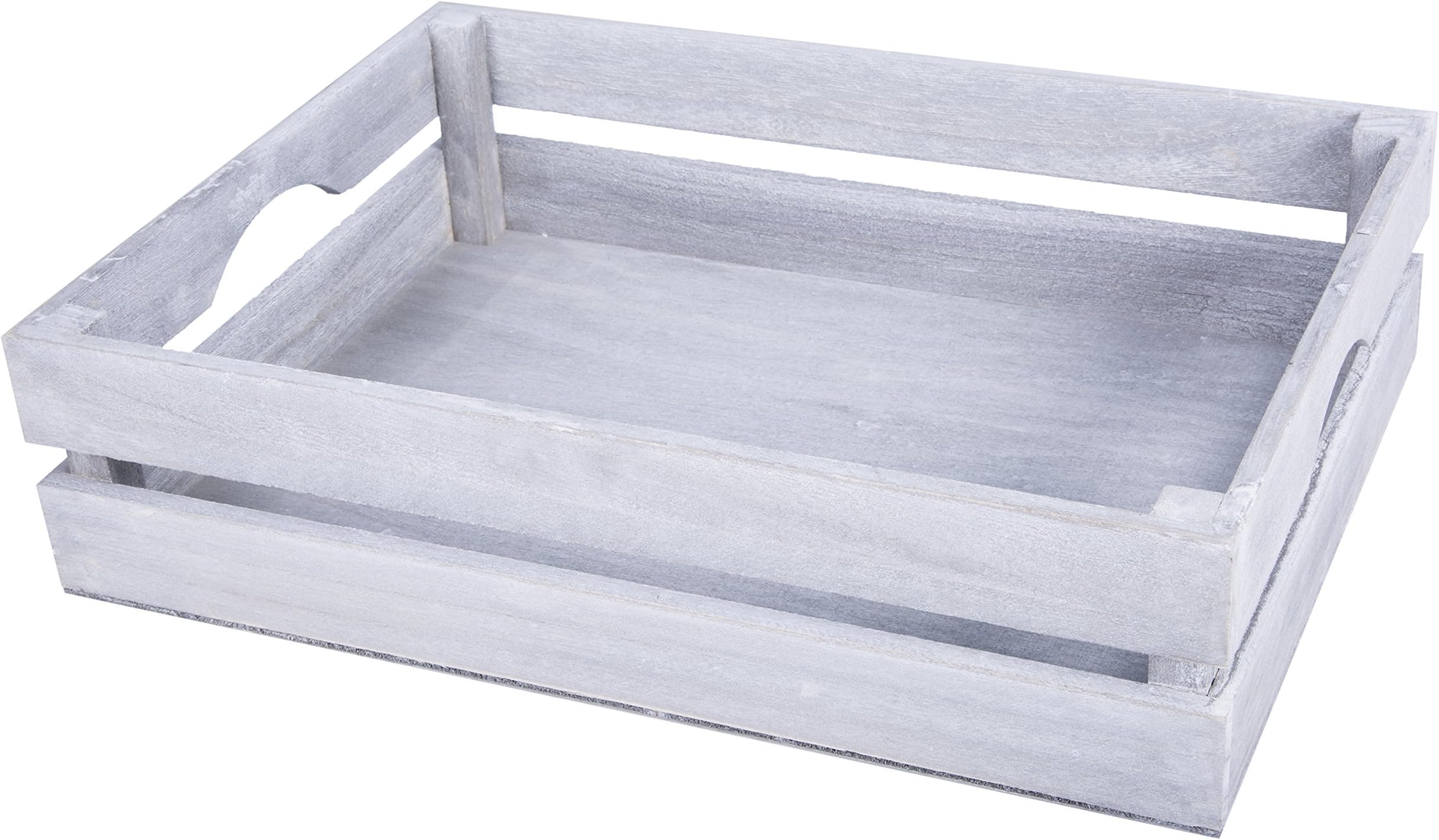 Shallow Wooden Crates Shop Display Shelf Storage Box Hampers (3, Large)