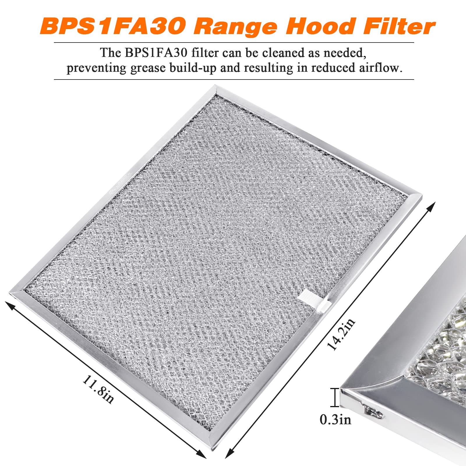 2025 UPDATE BPS1FA30 Range Hood Aluminum Filter 2 Pack by Blutoget - 11-3/4