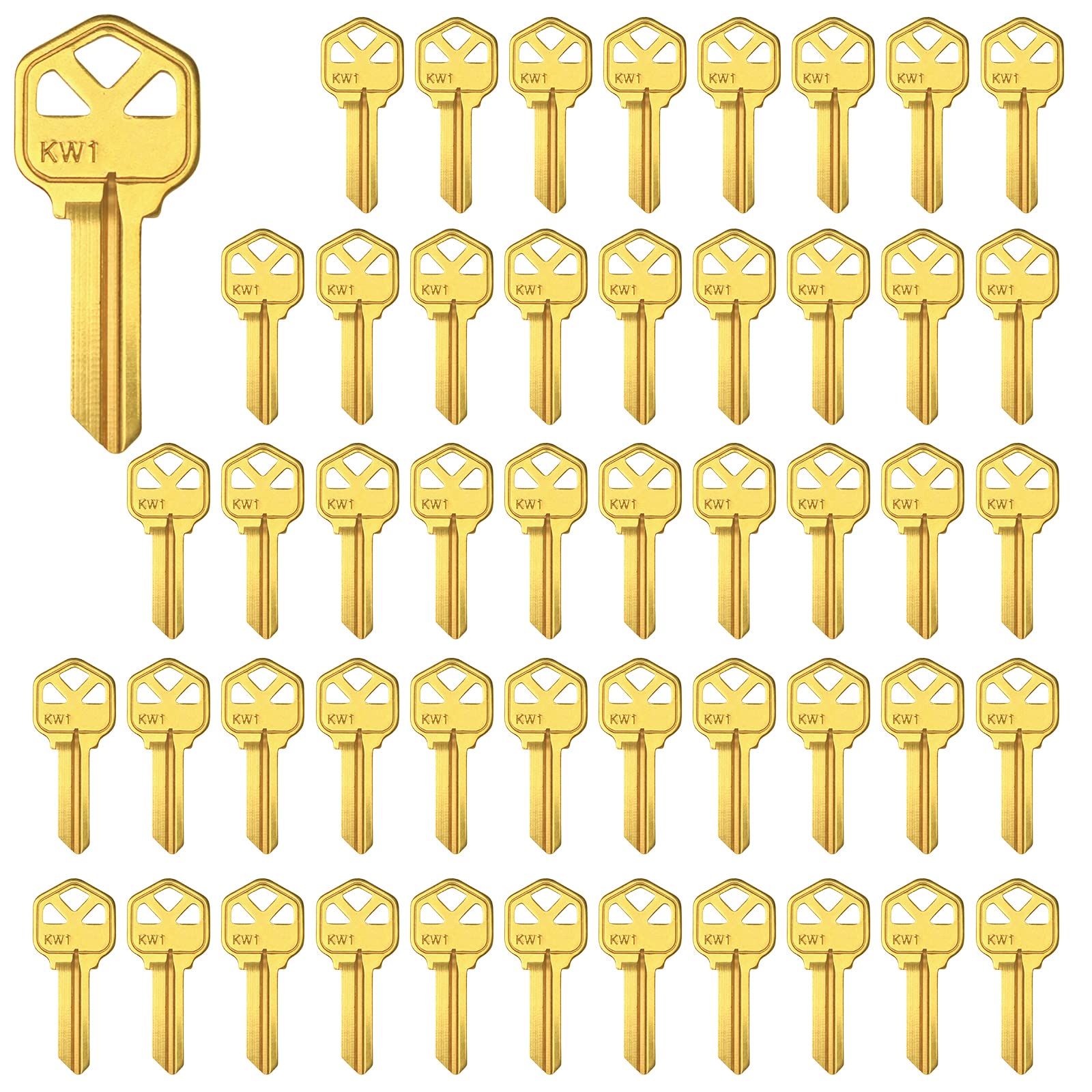 Brass Finish Key Blanks, KW1 Uncut Blank Keys, Pack