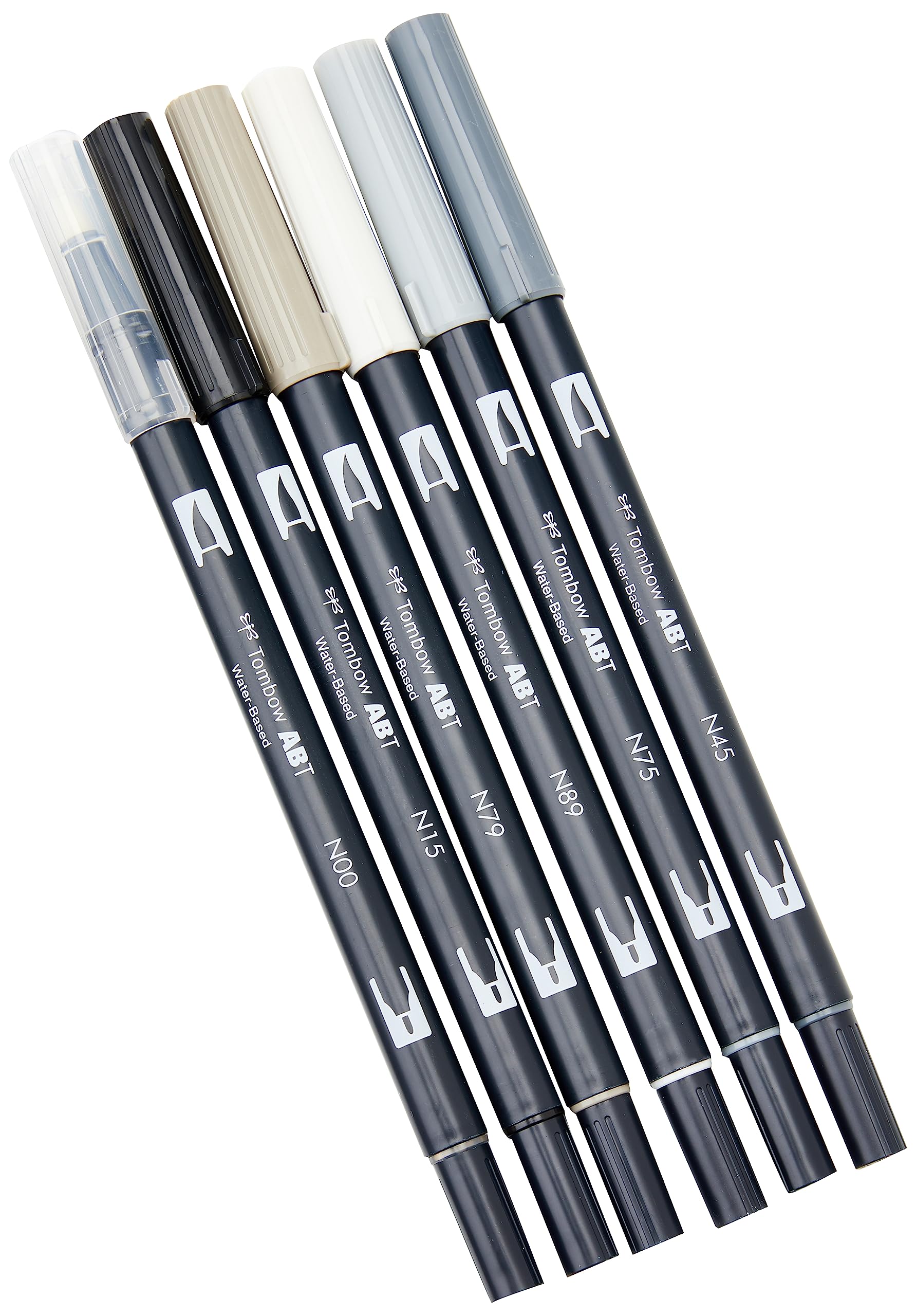 Tombow ABT Dual Brush Pen includes Blender Pen - Grey Colours (Pack of 6)