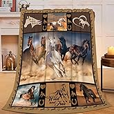 Horse Blanket for Girls Kids Women Adults Soft Cozy Flannel Fleece Western Horses Throw Blankets Gifts Warm Fluffy Plush Decor for Couch Sofa 50"x40"