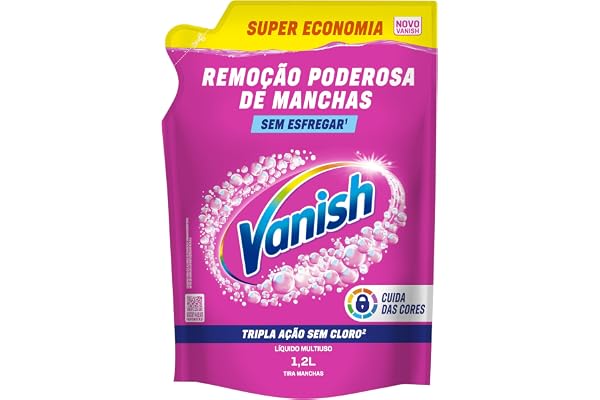 Tira Manchas Líquido Vanish Oxi Action Pink 1,2L para Roupas Coloridas. Sem Cloro, Remove Manchas sem Danificar o Tecido, Pre