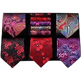 HISDERN Mens Ties Set 5PCS Collection Tie with Pocket Sqaure Formal Business Necktie Present Box Neckties Set for Men