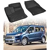 Car Floor Mats for Ford Transit Connect: 2014-2021 Front Row Mats, Only Fit Vinyl Floor and Floor Posts, All Weather Floor Liners for Connect Van Accesories, Heavy-Duty Anti-Slip Black TPE Carpets