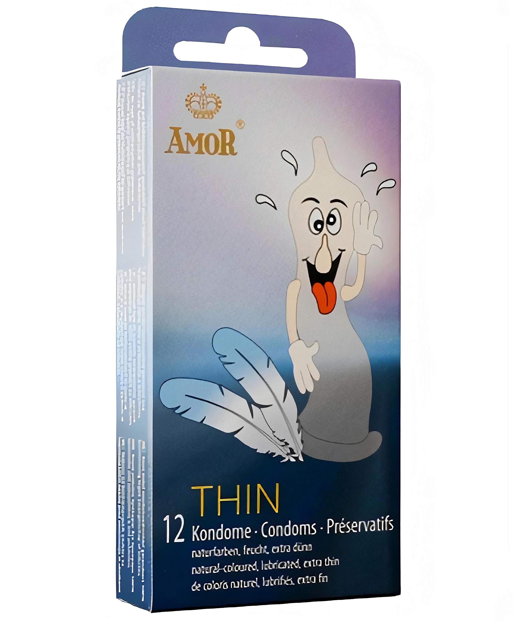 AMOR® Thin 12 Pack Condoms, for a Natural Feeling, Thin and with Extra Lubrication
