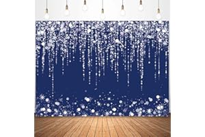 Sensfun Navy Blue White Silver Glitter Backdrop Wedding Birthday Party Decorations Graduation Prom Shiny Bokeh Confetti Photo