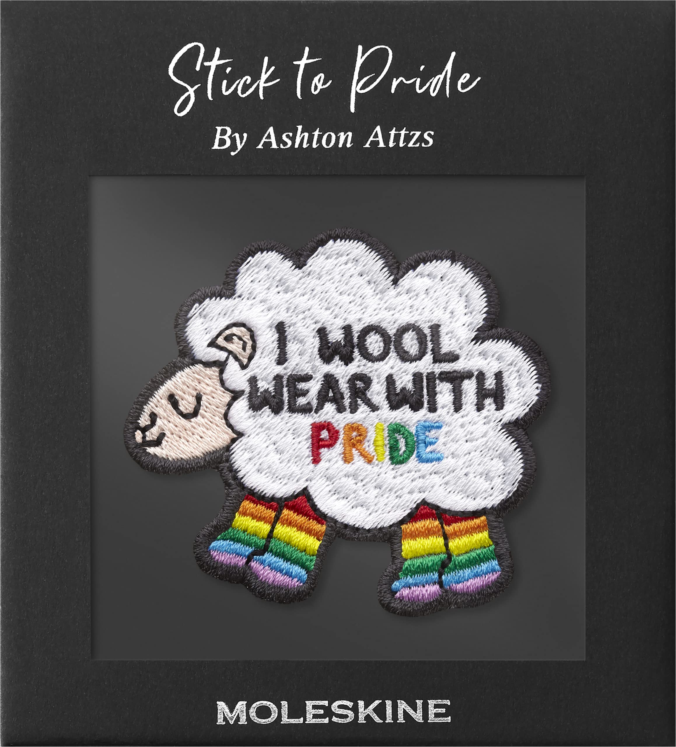 Moleskine Patch Sticker for Notebook or Diary, Personalised Stickers Pride Sheep Patch, I Wool Wear with Pride Designed by Artist Ashton Attzs, Size 5x5cm