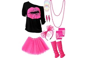 Blulu 80s Outfit for Women 80s Costume Accessories Set 1980s Cosplay