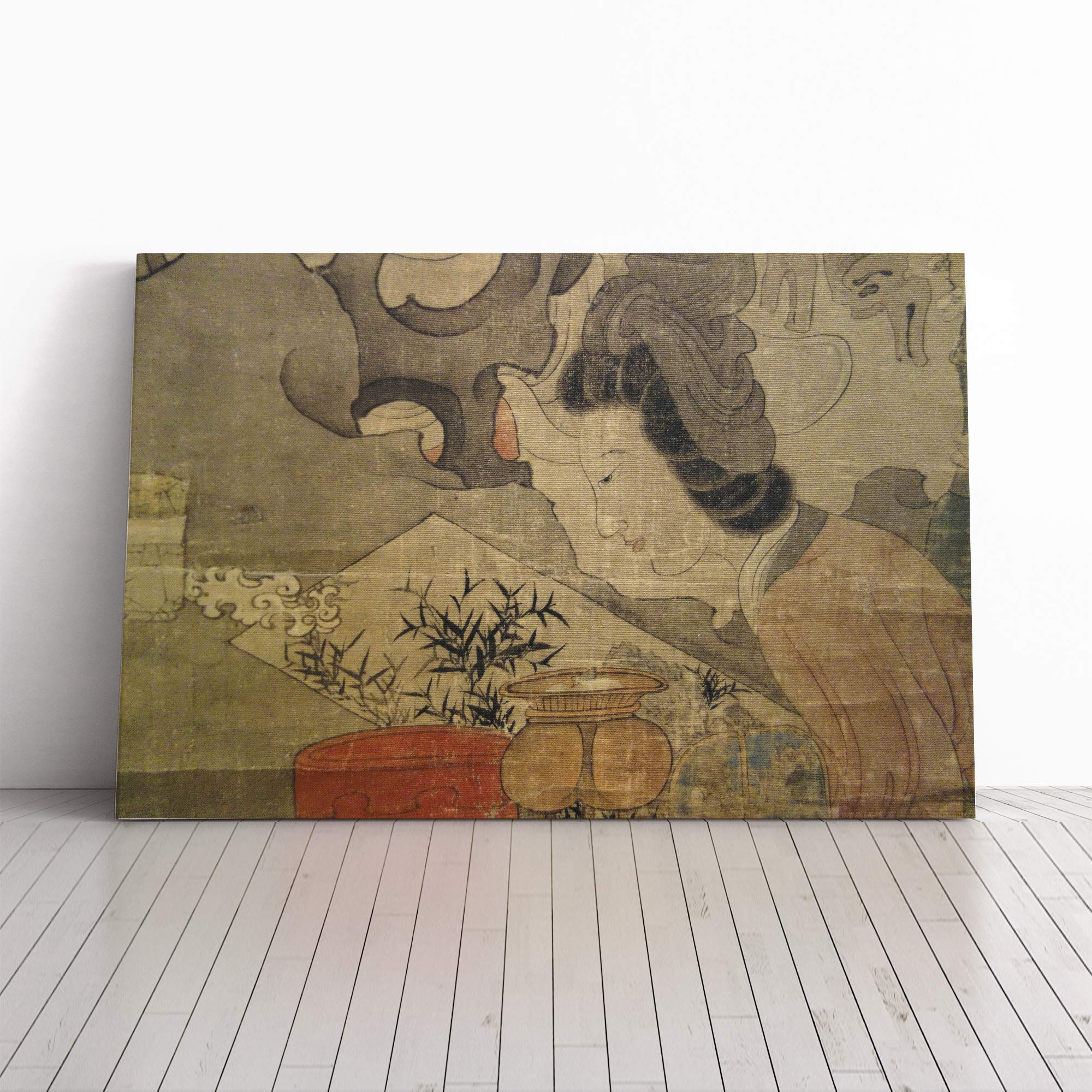 Chen Hongshou Girl Chinese Oriental Canvas Print | Gallery Wrapped 30mm Frame Wall Art | 20x14 inches | Ready to Hang | Modern People Picture | Living Room Bedroom Lounge Office