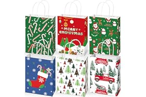 Riccioofy Christmas Gift Bags - 12 Pack Bags for Gifts - Small CHRISTMAS Gift Bags | Xmas Gift Baskets | christmas Treat Bags - Christmas Goodie Bag - Christmas Gifts for Kids Men Women