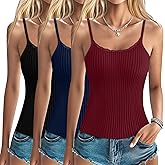 Xaatren 3 Pack Lace Camisole Tank Tops for Women Ribbed Lace Trim Tank Top U Neck Undershirts Adjustable Spaghetti Strap Cami