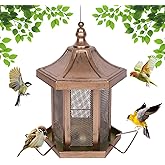 Metal Bird Feeder for Outdoors Hanging, Hexagon Bird Feeders for Garden Yard, 3LB Wild Birdfeeder Squirrel Proof for Outside