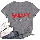 MQSVPUT Christmas Shirts for Women: Merry Christmas Printed Short Sleeve T-Shirts Xmas Holiday Tees Tops for Family