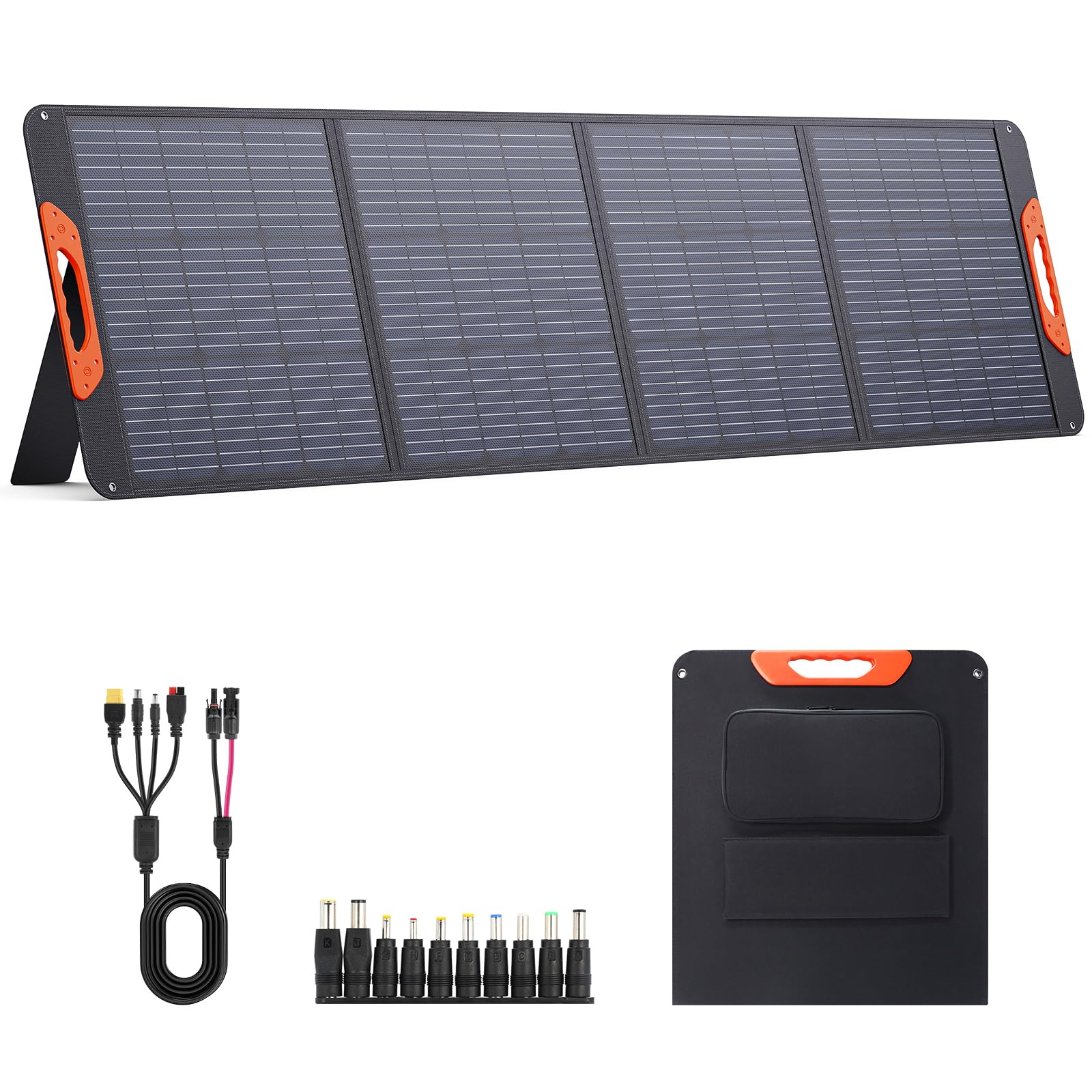 Photo 1 of ZOUPW 200 Watt Portable Solar Panel for Power Station,200W 20V Foldable Solar Charger,QC3.0 USB-C&USB-A Ports 23.5% High Efficiency IP67 Waterproof 4 Kickstands for Camping RV Blackout Outdoor Living