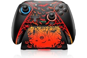 SPICAN Switch 2 Controller for Nintendo Switch 2/Switch/OLED/Lite Controllers, Wireless Switch Controller with Charging Dock, RGB Switch Pro Controller with Hall Effect, Programmable, Turbo and Vibration (Pumpkin Glow)