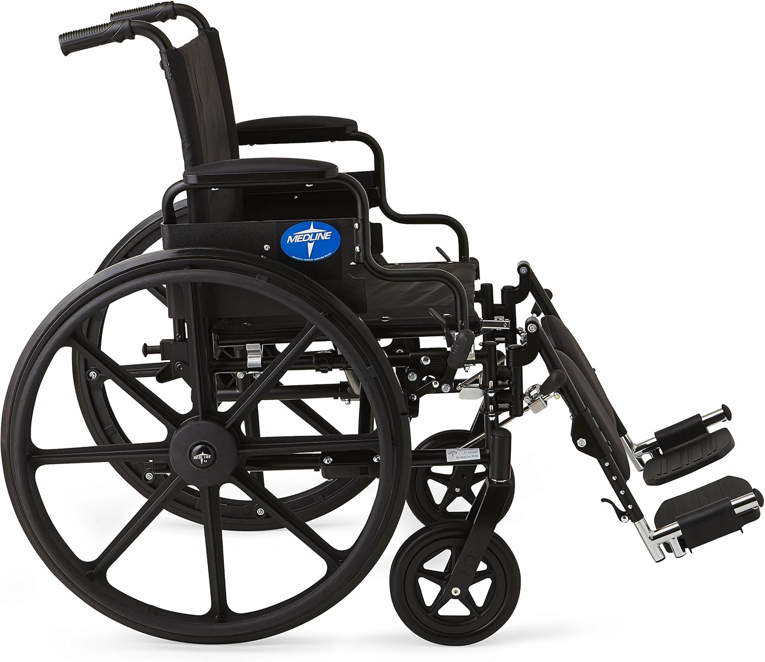 Medline Premium Ultra-Lightweight Wheelchair with Flip-Back Desk Arms and Elevating Leg Rests for Extra Comfort, Black, 18 x 16 Inch Seat: Health & Personal Care