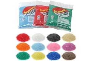 Sandtastik Colored Sand Variety Pack #1, 12 lb Bright & Sparkling Vibrant Rainbow 12-Color Assortment Sand Painting Terrarium