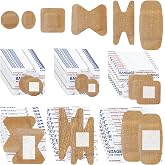 120Pcs Breathable Fabric Small Bandages, Round Oval and Square Flexible Adhesive Strips for Face and Small Wounds Protection Care(Multi-Style)