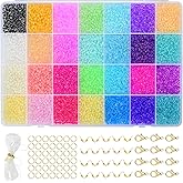 Vtssvow 3mm Glass Seed Beads for Bracelets Making, 28 Colors 11000pcs Friendship Bracelet Making Kit, Small Glass Beads for Jewelry Making (Mix 28 Color, Color Lined)