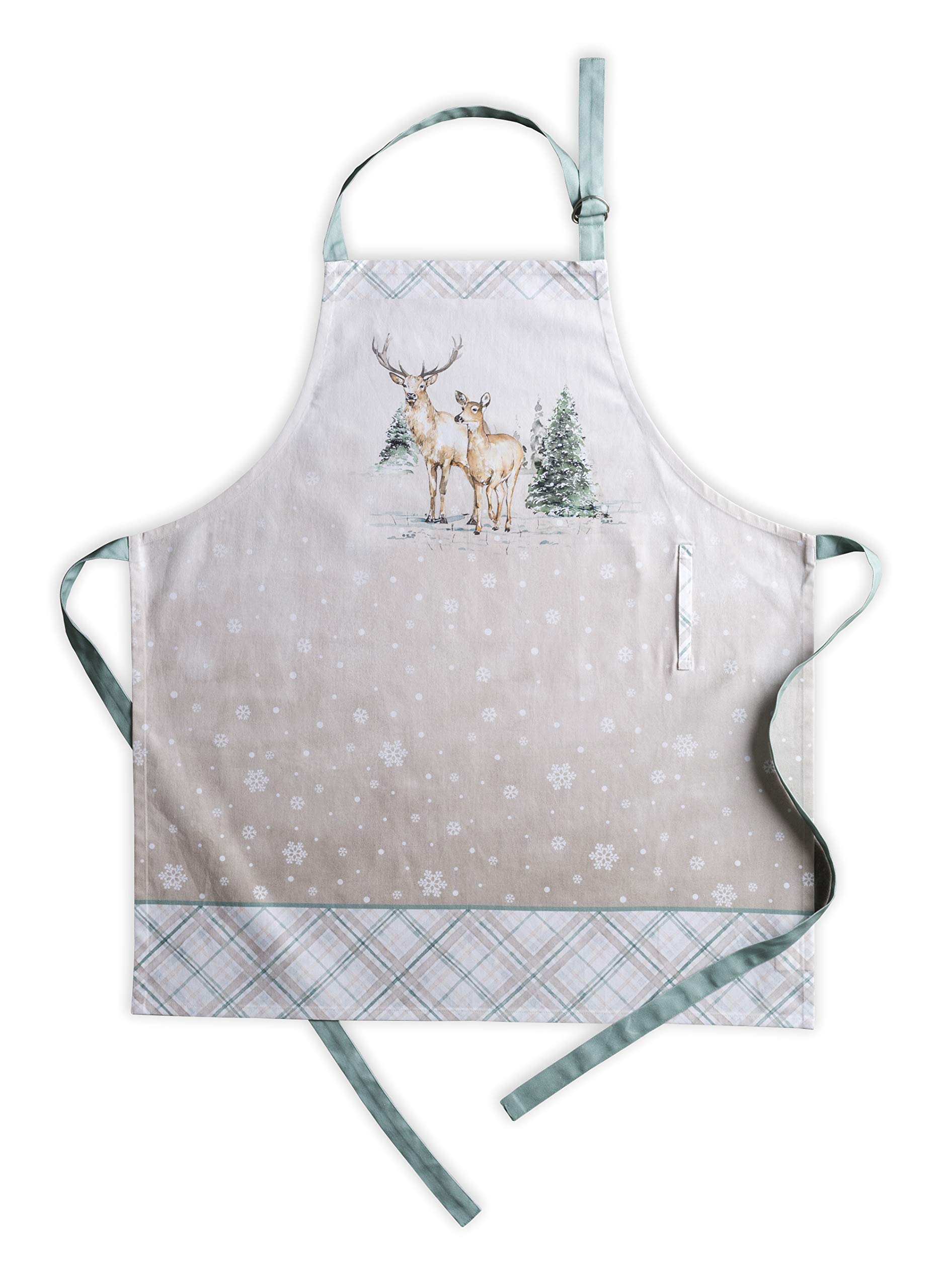 Maison d' Hermine 100% Cotton Apron for women with Pocket Kitchen Chef Autumn Apron for Men Cooking Gardening Server Waitress Maid - (Deer in The Woods, 85 cm x 70 cm)