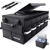 HOTOR Trunk Organizer - Car Organizers for SUV with Removable Cooler Bag | Foldable Cover, 3 Compartments Car Storage Essential Car Accessories for Truck, Van &amp; Sedan, Black, 33.1" x 12.6" x 11.0"