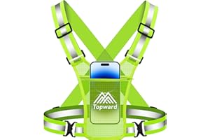 Topward Running Vest Chest Phone Holder for Women Men, Reflective Vest Safety Gear for Dog Walking Cycling - Adjustable Waist/Shoulder