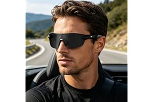 Photochromic Color Changing Glasses, Large PC Lenses, UV400, Composite Frame, Fishing/Outdoor BLACK