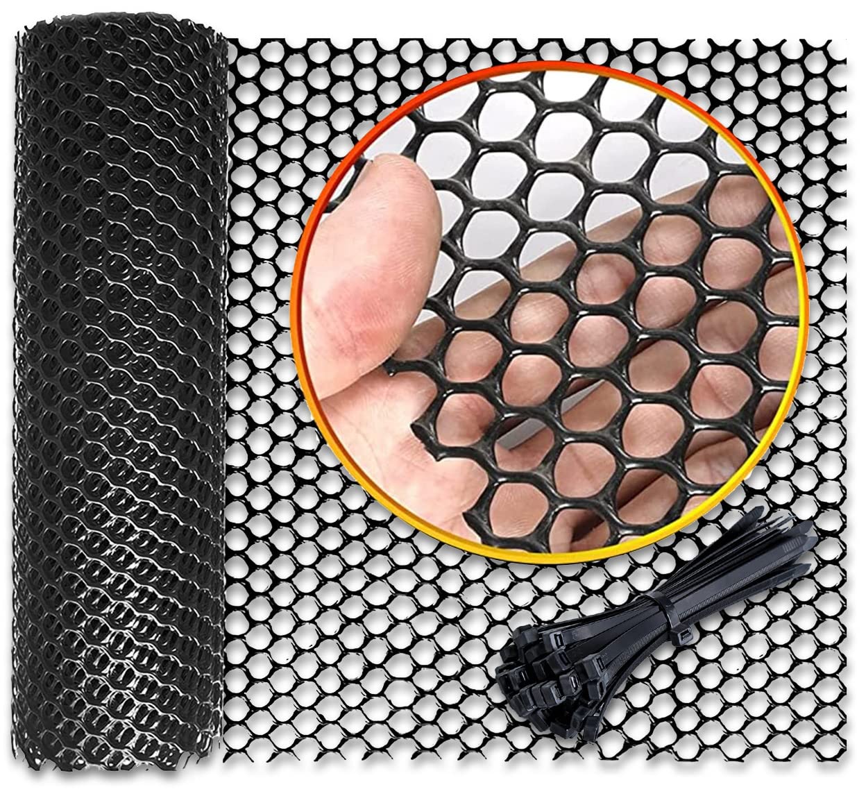 BOLSO 転落防止 ネット ベランダ 階段 窓 落下防止 安全 プラスチック メッシュ diy 多目的 網 フェンス 黒 (0.8穴 40cm×8m) の商品画像