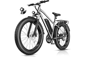 Funhang Electric Bike for Adults, Peak 1000W Ebike, 25MPH 60Miles Electric Mountain Bike, 26" Fat Tire Adult Electric Bicycle with 48V 13AH Battery, Rear Rack, 7 Speed, Front Suspension, Turn Signal