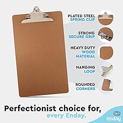Clipboard Wood with Sturdy Stainless Steel Spring