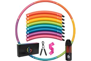 Fiteroc Weighted Fitness Hula Hoop Adult Beginner - Weighted Hula Hoop for Adults - Detachable and Portable - Exercise Holahoop with Jump Rope, Resistance Band and Carry Bag