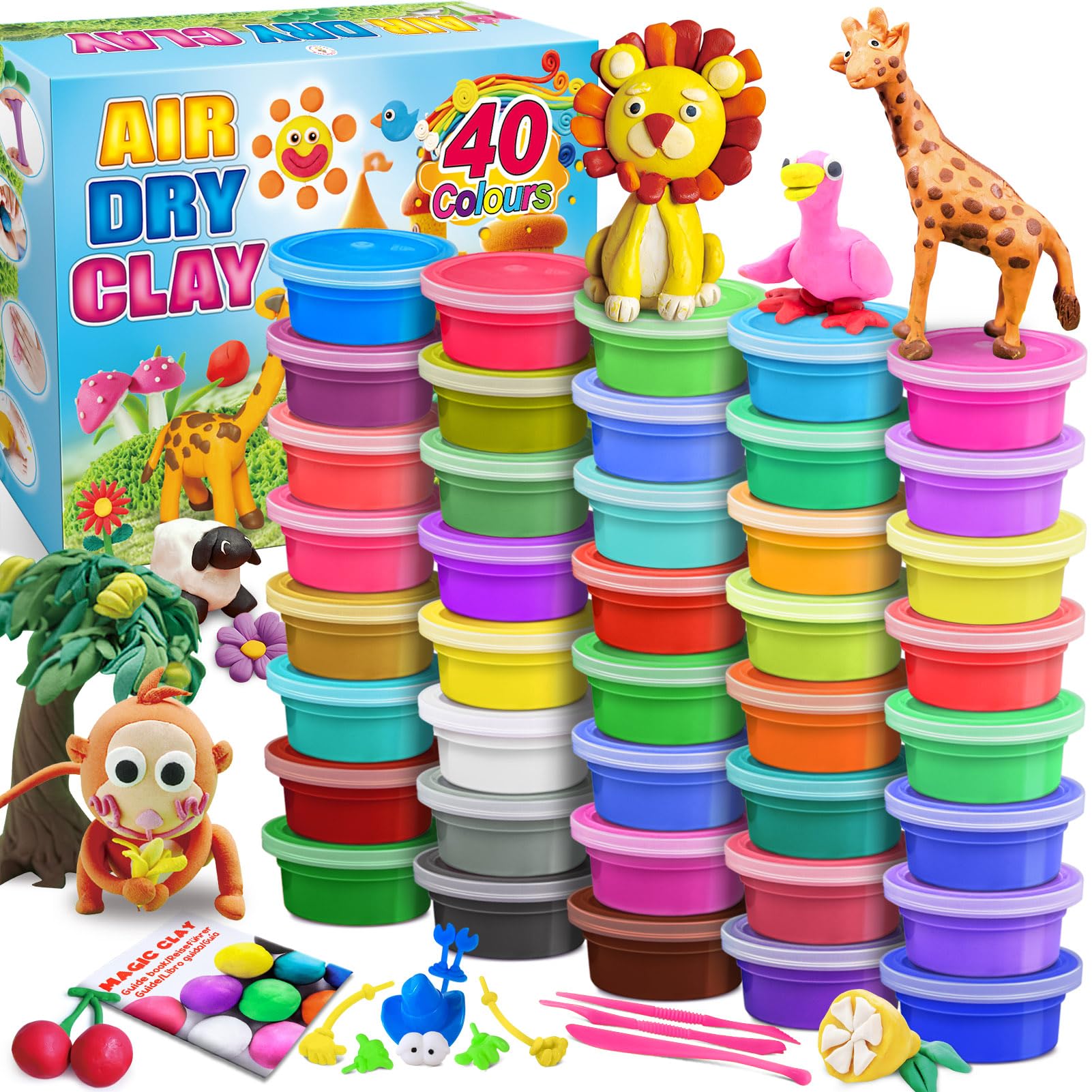 Photo 1 of Modeling Clay Kit - 40 Colors Air Dry Clay DIY Molding Clay with Tools, Kids Art Crafts Gift for Boys & Girls Age 3-12 Year Olds