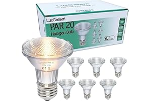 LuxGallerri PAR20 Halogen Light Bulbs 6 Pack 120V 50w Dimmable, E26 Medium Base Flood Light Bulbs with 3000k Warm White,High Output Reflector for Kitchen Stove Hood and Range Hood Light Bulb.
