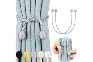 Hangtty 2 Pack Curtain Tiebacks Elegant Decorative Curtain Tie Backs Rope Curtain Holders for Drapes Window Treatment Holdbacks for Drapes or Curtains, Grey