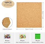 PLULON 10PK 18x18cm Self Adhesive Cork Board Tiles Bulletin Board w/ Push Pins view 2