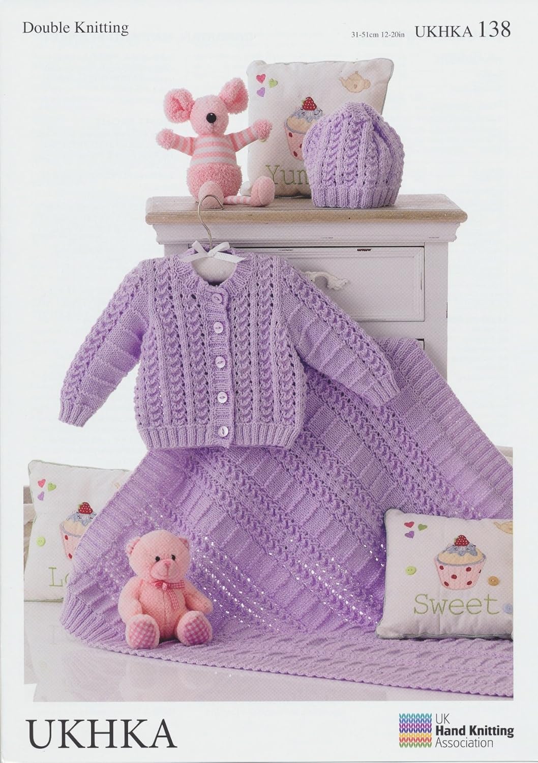 Double Knitting Pattern Matching Baby Cardigan Hat Blanket Ukhka 138