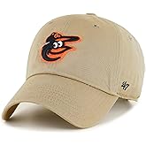 47 Brand MLB Khaki Primary Logo Clean Up Adjustable Strap Baseball Dad Hat Cap, Adult One Size Fits All