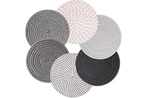 Billbotk 8" Trivets for Hot Dishes, Hot pots and Pans, 6 Heat Resistant Hot Pads, Pot Holders for Kitchen, Hot Plate Mats for Kitchen Countertops, Table, Home Essentials, Farmhouse Decor