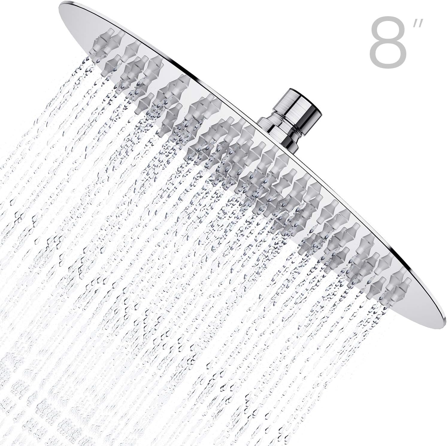 Derpras Round Rain Shower Head, 304 Stainless Steel