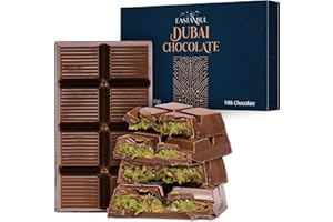 Eastanbul Dubai Chocolate Bar Pistachio, 7oz, Pistachio Dubai Bar, Viral Candy with Shredded Phyllo Dough, Knafeh, Gift Box