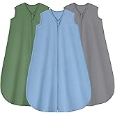 Yoofoss Baby Sleep Sack 0-6 Months 0.5 Tog Wearable Blanket for Baby, 3 Pack 100% Organic Cotton Infant Toddler Sleeping Sack 2-Way Zipper Lightweight Sleep Sack
