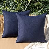 MIULEE Pack of 2 Decorative Outdoor Solid Waterproof Throw Pillow Covers Faux Linen Garden Farmhouse Cushion Cases for Summer