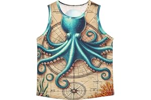 Boys Tank Tops Toddler Funny Kids t Shirts Teen Whimsical Octopus Maritime Print Girls Sleeveless Summer Tees 3t